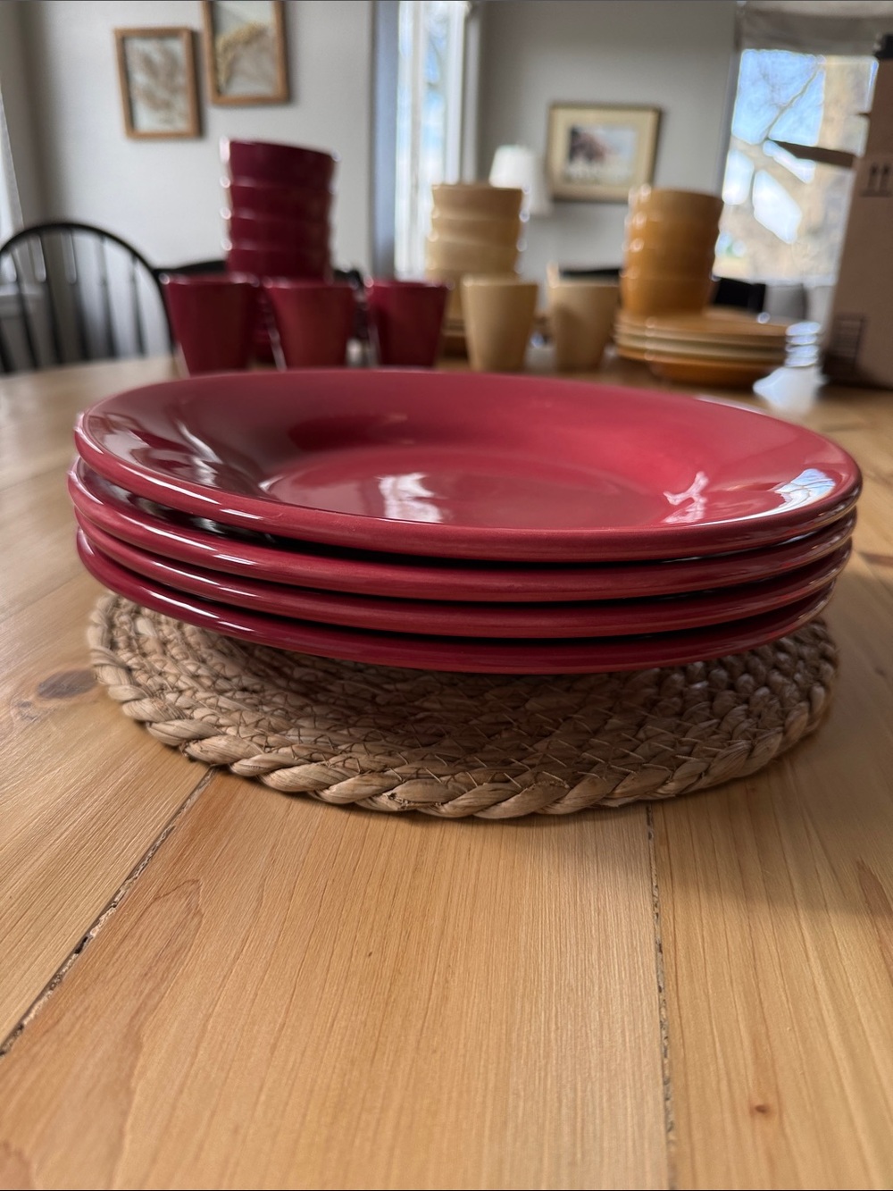 Pottery Barn Sausalito Merlot Red Dinner Plates- Set of 4